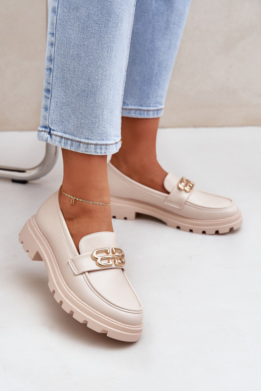 mocassins pour femmes Ze couleur doréem Detalem beige Trionna