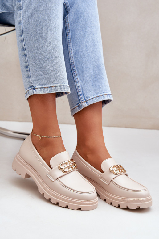 mocassins pour femmes Ze couleur doréem Detalem beige Trionna