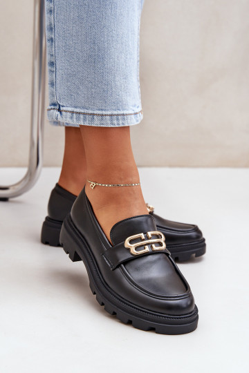 mocassins pour femmes Ze couleur doréem Detalem couleur noire Trionna 2