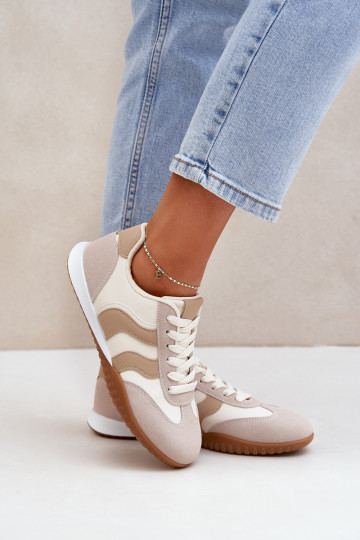 Baskets classiques Féminin en cuir écologique beige Il fautretina 2