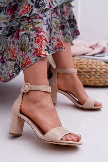 Sandales femme à talons en daim beige Lexi