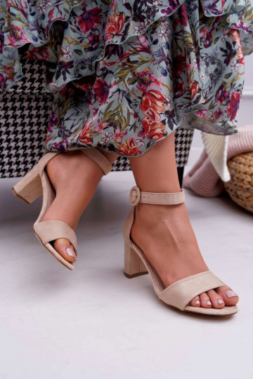 Sandales à talons en daim pour femmes couleur sable Lexi 2