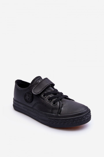 Peau Chaussures de loisirs pour enfants avec attaches adhésives couleur noire Delmara