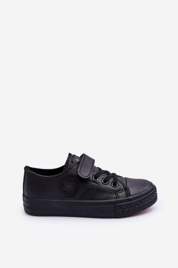 Peau Chaussures de loisirs pour enfants avec attaches adhésives couleur noire Delmara 2