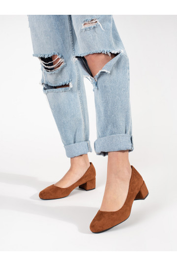 marron en daim talons hauts sur le talon