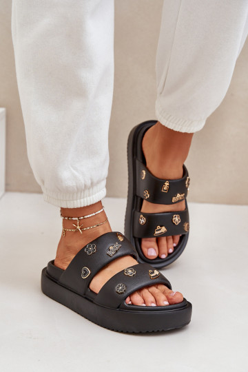 Pantoufles légères pour femmes avec attaches couleur noire Ravanala