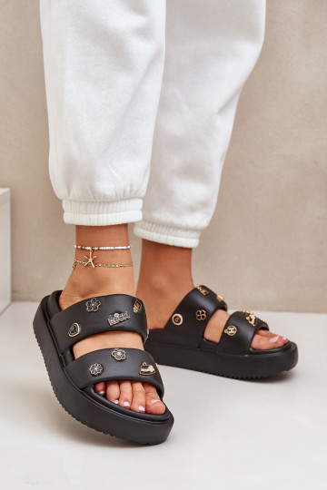 Pantoufles légères Pantoufles pour femmes Z Przypinkami couleur noire Ravanala 2