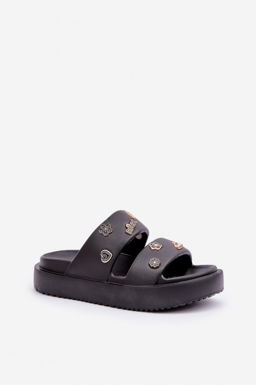 Pantoufles légères Pantoufles pour femmes Z Przypinkami couleur noire Ravanala Pantoufles légères Pantoufles pour femmes Z Przypinkami couleur noire Ravanala