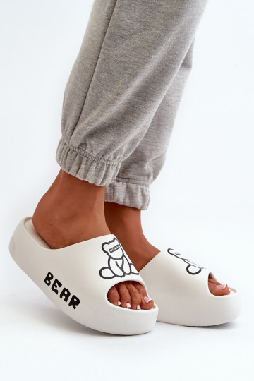 Pantoufles légères Pantoufles pour femmes avec des semelles massives à la mode Avec l ours couleur blanche Lamira 2