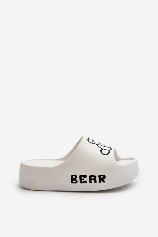 Pantoufles légères Pantoufles pour femmes avec des semelles massives à la mode Avec l ours couleur blanche Lamira Pantoufles légères Pantoufles pour femmes avec des semelles massives à la mode Avec l ours couleur blanche Lamira