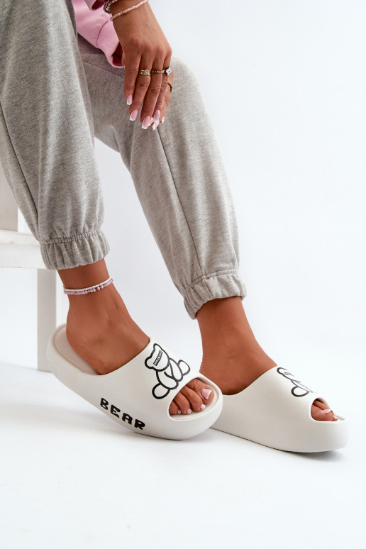 Pantoufles légères Pantoufles pour femmes avec des semelles massives à la mode Avec l ours couleur blanche Lamira Pantoufles légères Pantoufles pour femmes avec des semelles massives à la mode Avec l ours couleur blanche Lamira