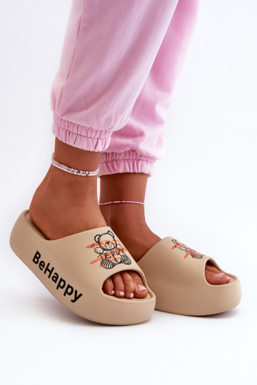 Pantoufles pour femmes Sur une semelle épaisse Avec l ours Pantoufles légères beige Serefina 2