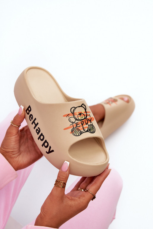  Pantoufles pour femmes Sur une semelle épaisse Avec l ours Pantoufles légères beige Serefina