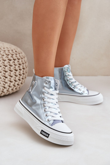 Conception métallique chaussures de loisirs à semelles Féminin Avec le coeur couleur bleue Sumehra 2
