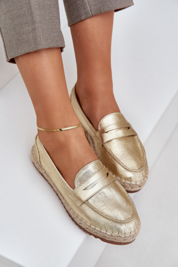 Espadrilles Avec JutoÀa Plecionką Sur une semelle plate couleur dorée Shilova