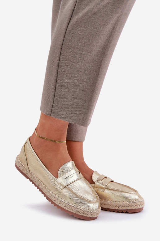 Espadrilles Avec JutoÀa Plecionką Sur une semelle plate couleur dorée Shilova