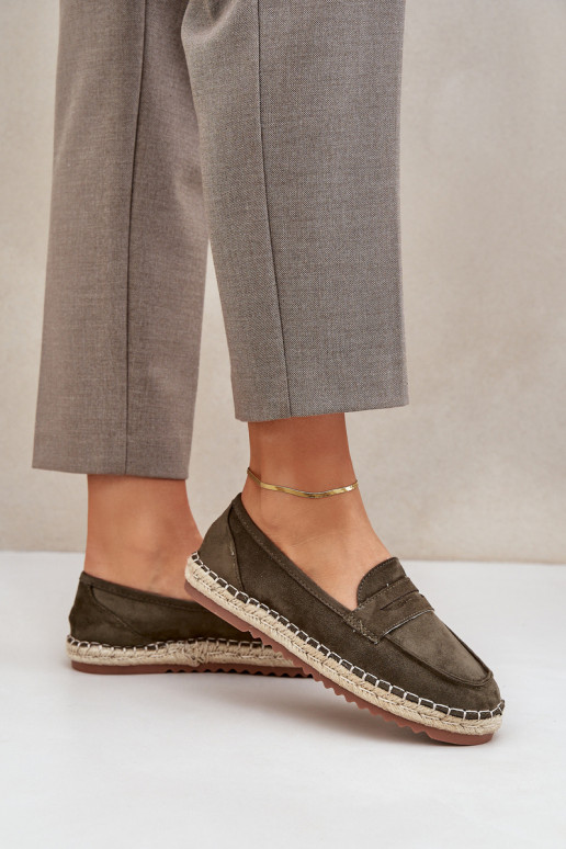 Espadrilles Avec JutoÀa Plecionką Sur une semelle plate couleur kaki Shilova Espadrilles Avec JutoÀa Plecionką Sur une semelle plate couleur kaki Shilova