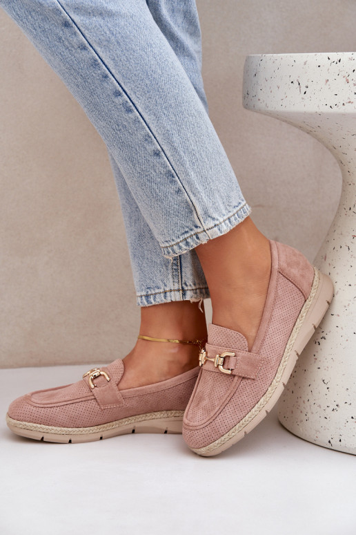 avec des éléments ajourés Mocassins Ze couleur doréem Detalem I JutoÀą Plecionką couleur rose Lainer avec des éléments ajourés Mocassins Ze couleur doréem Detalem I JutoÀą Plecionką couleur rose Lainer