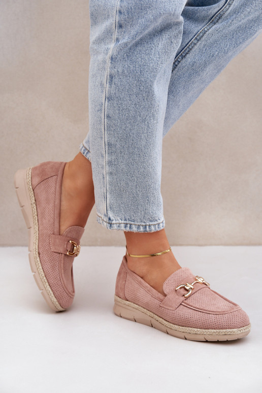 avec des éléments ajourés Mocassins Ze couleur doréem Detalem I JutoÀą Plecionką couleur rose Lainer avec des éléments ajourés Mocassins Ze couleur doréem Detalem I JutoÀą Plecionką couleur rose Lainer