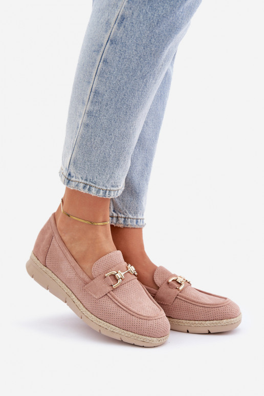 avec des éléments ajourés Mocassins Ze couleur doréem Detalem I JutoÀą Plecionką couleur rose Lainer avec des éléments ajourés Mocassins Ze couleur doréem Detalem I JutoÀą Plecionką couleur rose Lainer