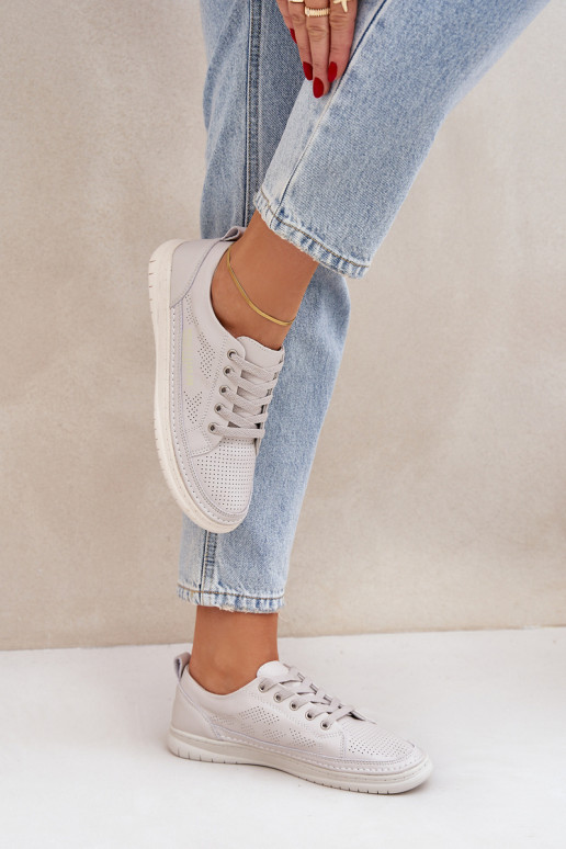 Baskets en cuir naturel couleur grise Cloesa