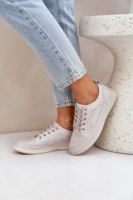 Baskets en cuir naturel couleur grise Cloesa