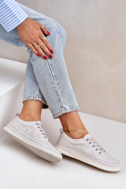 Baskets en cuir naturel couleur grise Cloesa