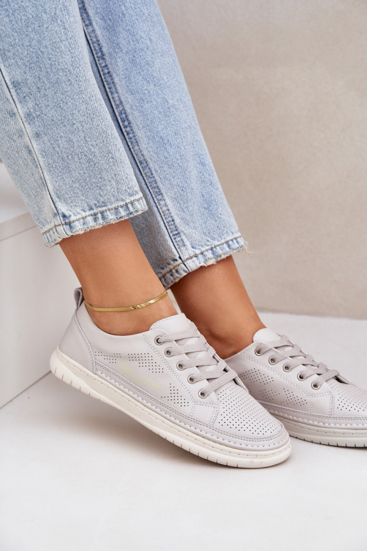 Baskets en cuir naturel couleur grise Cloesa