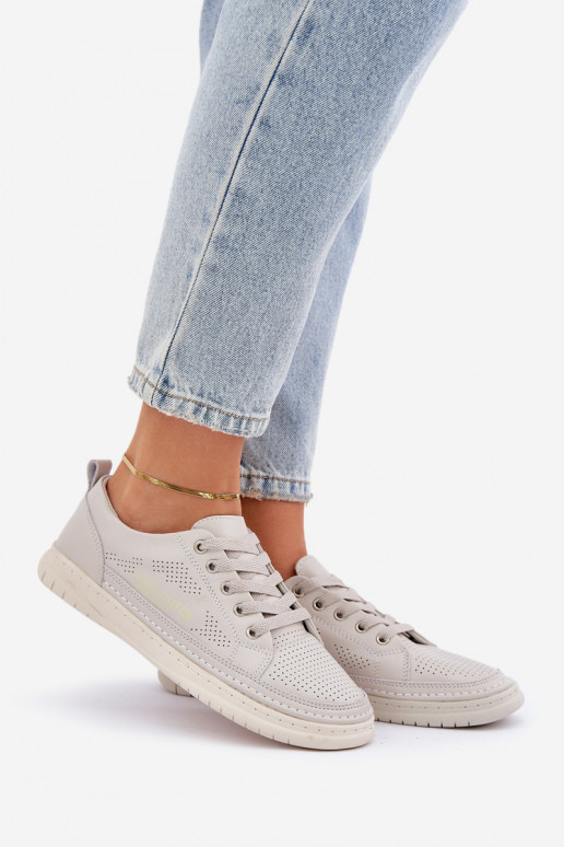 Baskets en cuir naturel couleur grise Cloesa