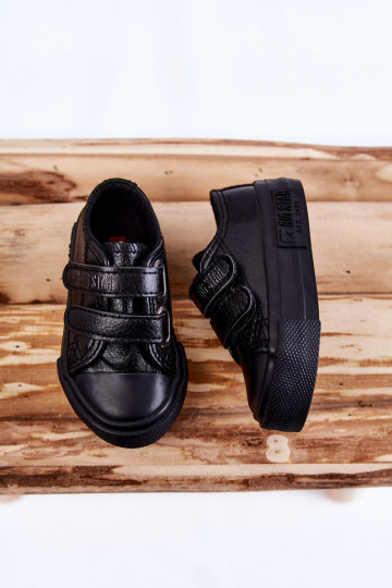 Chaussures décontractées en cuir pour enfants avec fermetures collantes BIG STAR KK374054 noir 2