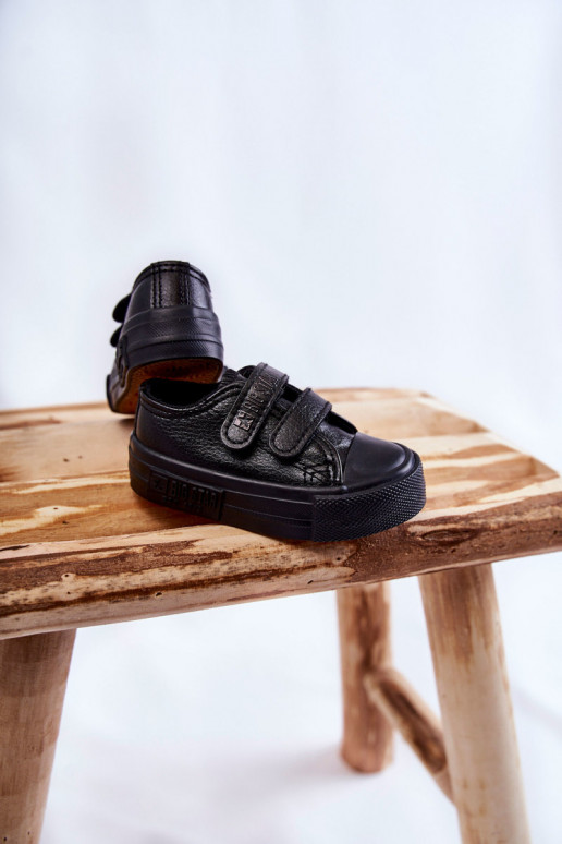 Chaussures décontractées en cuir pour enfants avec fermetures collantes BIG STAR KK374054 noir Chaussures décontractées en cuir pour enfants avec fermetures collantes BIG STAR KK374054 noir
