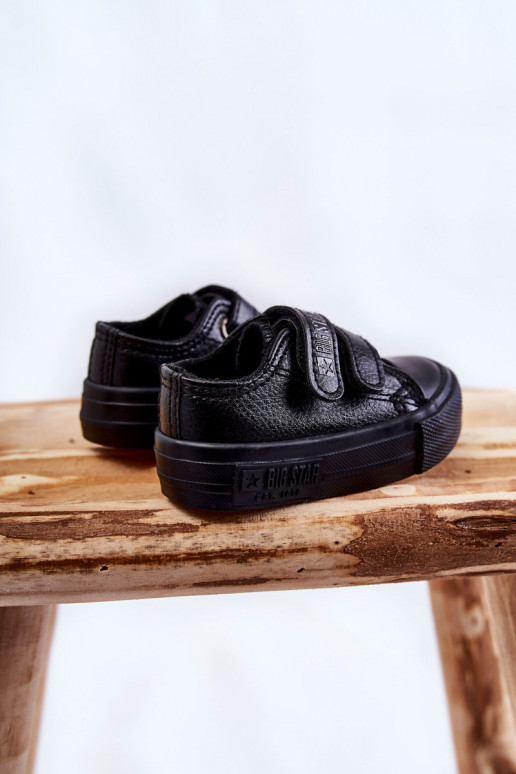 Chaussures décontractées en cuir pour enfants avec fermetures collantes BIG STAR KK374054 noir Chaussures décontractées en cuir pour enfants avec fermetures collantes BIG STAR KK374054 noir
