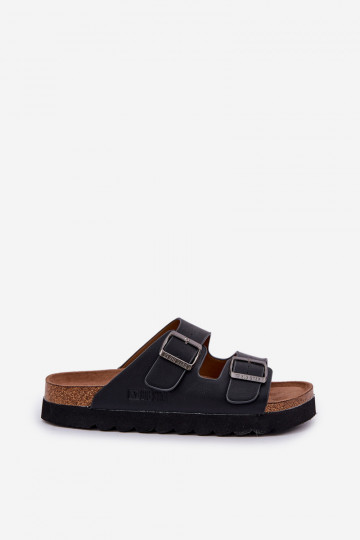 Pantoufles légères pour hommes avec boucles en cuir écologique Big Star NN174531 couleur noire 2