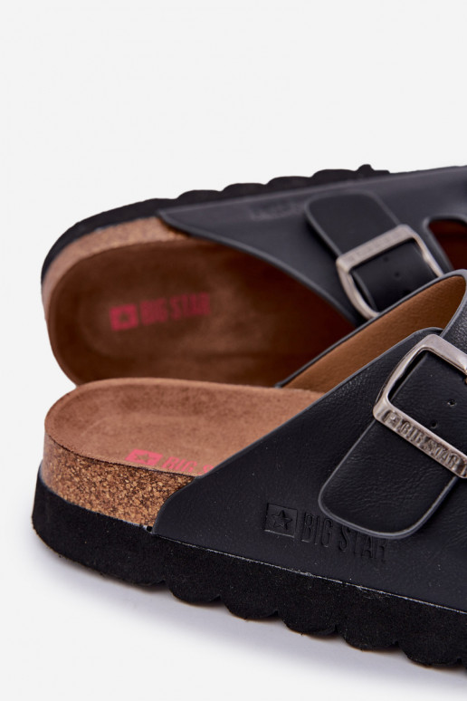 Pantoufles légères pour hommes avec boucles en cuir écologique Big Star NN174531 couleur noire Pantoufles légères pour hommes avec boucles en cuir écologique Big Star NN174531 couleur noire