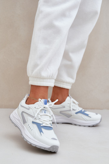 baskets Féminin Big Star NN274A094 HI-POLY SYSTEM Blanc-couleur bleue