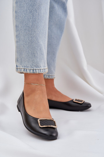 Ballerines en simili cuir avec ornements noires Tulnelia
