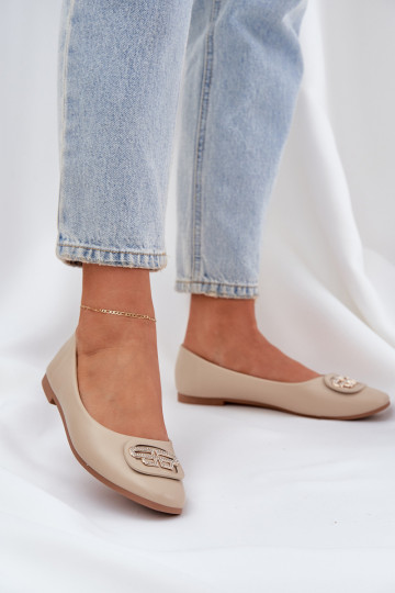 Ballerines Sur une semelle plate avec des ornements beige Ainoria