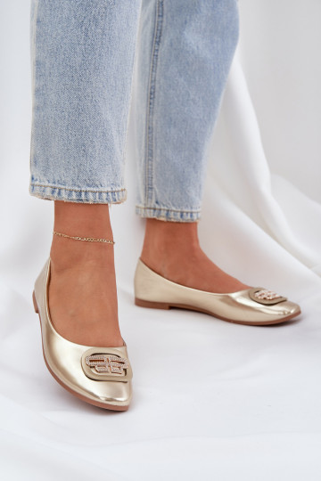 Ballerines Sur une semelle plate avec des ornements couleur dorée Ainoria