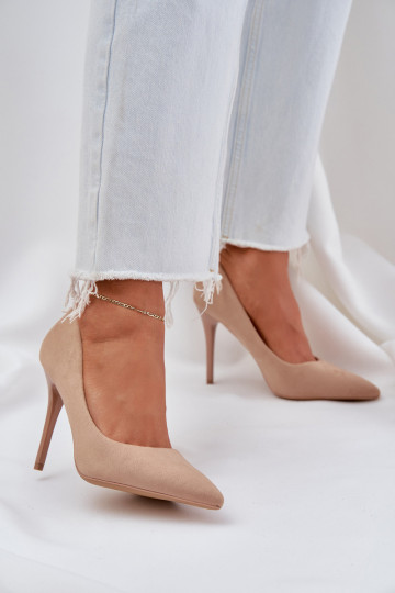 Modèle classique chaussures à talons hauts Z en daim écologiqueu beige Activévinda