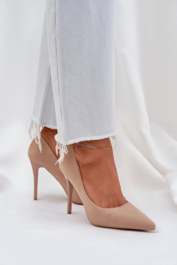 Modèle classique chaussures à talons hauts Z en daim écologiqueu beige Activévinda 2