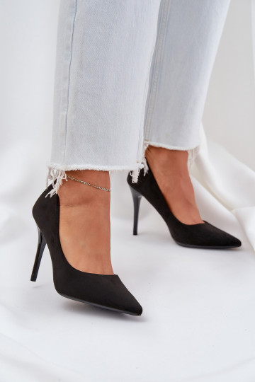 Modèle classique chaussures à talons hauts Z en daim écologiqueu couleur noire Activévinda
