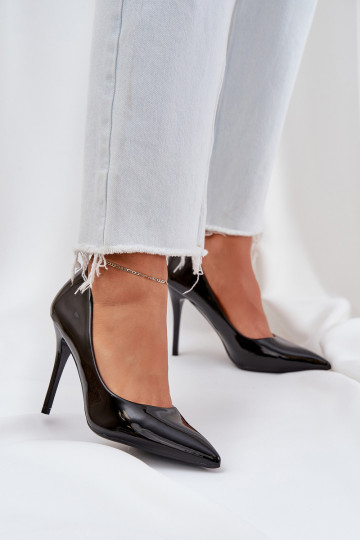 chaussures à talons hauts avec effet vernis Ze Szpiczastymi Noskami couleur noire Omenra