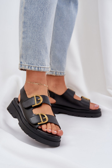 Sandales féminines en simili cuir avec boucles noires Vulinea 2