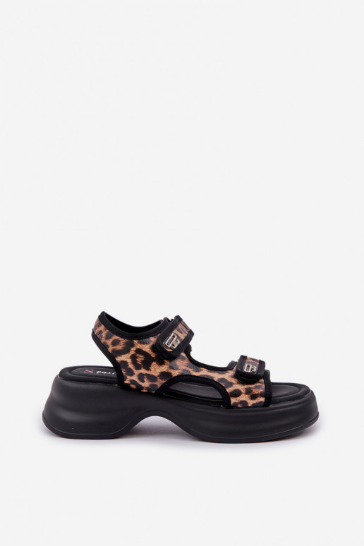 Eko Peau Sandales légères avec une plateforme avec des motifs en fourrure de léopard marron Deniffia
