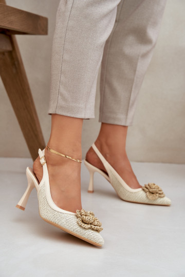 avec des écrits chaussures à talons hauts avec un talon ouvert beige Lanithra