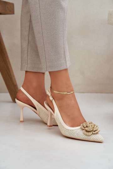 avec des écrits chaussures à talons hauts avec un talon ouvert beige Lanithra 2