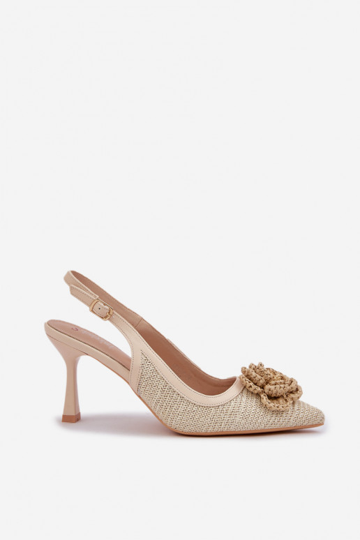 avec des écrits chaussures à talons hauts avec un talon ouvert beige Lanithra