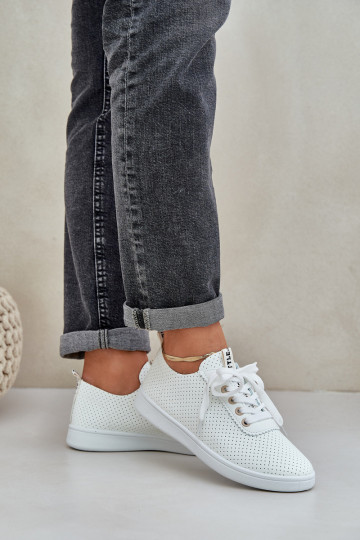 Baskets ajourées à lacets femme couleur ivoire Carinel 2