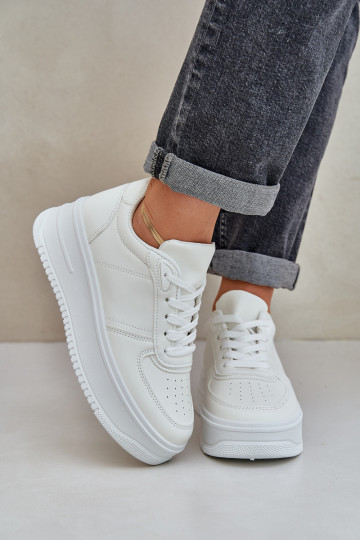 Baskets classiques en cuir écologique avec une plateforme couleur blanche Dorreia