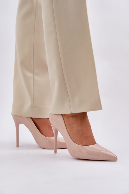 avec effet vernis chaussures à talons hauts Ze Szpiczastymi Noskami beige Vizana avec effet vernis chaussures à talons hauts Ze Szpiczastymi Noskami beige Vizana